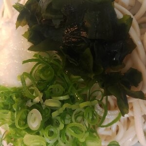 ねぎとわかめと長芋のぶっかけうどん